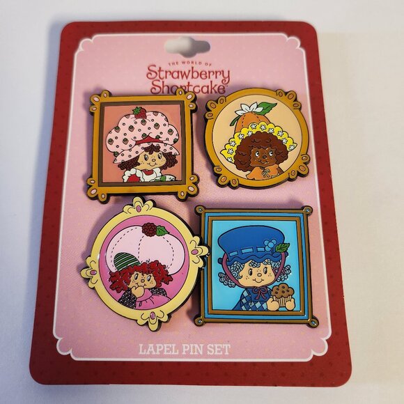 Strawberry Shortcake Pin Set 4 Pins Characters Enamel Lapel Pin Set Authentic - Picture 2 of 3
